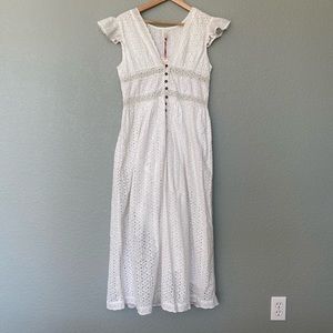 RAGA White Eyelet Avianna Midi Crochet Dress